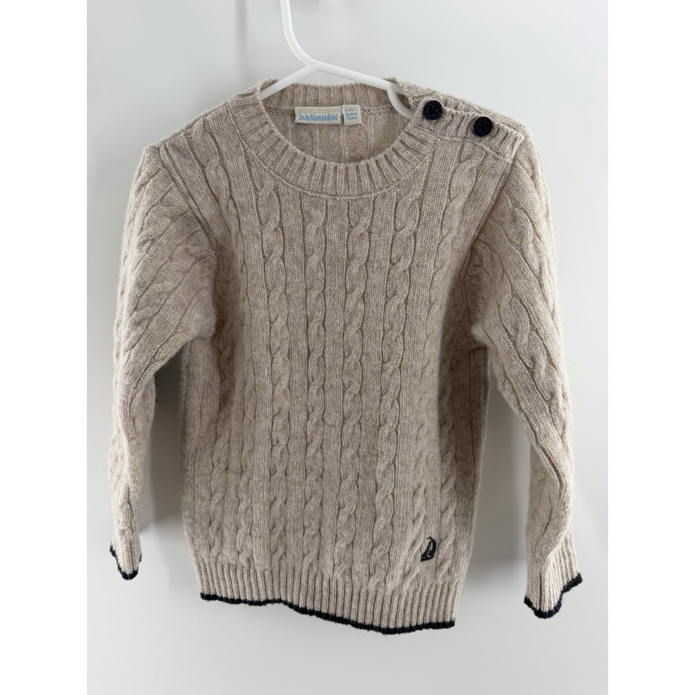 Jojo Maman Bebe Boys Long Sleeve Brown Sweater Size 3-4 Years Old 80% Lambs Wool